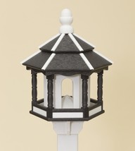 BIRD FEEDER ~ Amish Handmade Recycled Poly Hexagon ~ Black &amp; White 5LB U... - $212.99