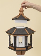 BIRD FEEDER ~ Amish Handmade Recycled Poly Hexagon ~ Tan Cherry &amp; White 5LB USA - £152.30 GBP