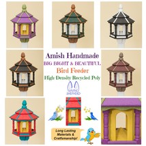 BIRD FEEDER ~ Amish Handmade Recycled Poly Hexagon ~ Tan Black &amp; White 5... - £150.17 GBP