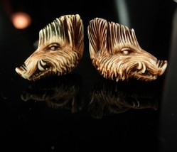 Victorian Cuff links Vintage carved boar head bizarre Figural cufflinks Arkansas - £259.79 GBP