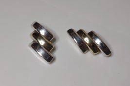 Vintage Two Tone Sterling Silver Clip On Earrings - £51.83 GBP