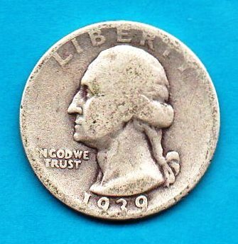 1939  Washington Quarter - Circulated - Silver - £6.29 GBP