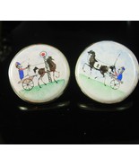 Extra large Italy cuff links  hand painted horse trotter sterling enamel... - £327.73 GBP