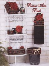 Plastic Canvas Roses Tissue Cover Towel Holder Waste Basket Clock Frame ... - $9.99