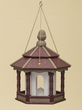 Hanging Bird Feeder ~ Amish Handmade Recycled Poly Hexagon ~ Cherry Tan &amp; White - £152.65 GBP