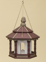 HANGING BIRD FEEDER ~ Amish Handmade Recycled Poly Hexagon ~ Cherry Tan ... - $212.99