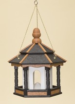 HANGING BIRD FEEDER ~ Amish Handmade Recycled Poly Hexagon ~ Black Cedar... - $212.99