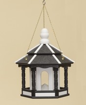 HANGING BIRD FEEDER ~ Amish Handmade Recycled Poly Hexagon ~ Black &amp; White - £149.38 GBP