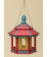 HANGING BIRD FEEDER ~ Amish Handmade Recycled Poly Hexagon in Red Blue & Yellow - £152.65 GBP