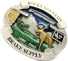 2005 25th Anniv Belt Buckle Rocky Mountain Brake Supply Moose Elko NV Casper WY - £117.32 GBP