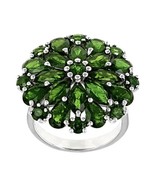 6.34ctw Green Chrome Diopside Rhodium Over Sterling Silver Cluster Ring ... - $1,918.49 MXN