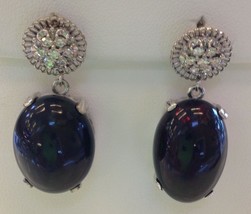 Huge 30+ ct Ethiopian Black welo Opal &amp; diamond 18k Gold &amp; SS dangle earrings - £13,234.36 GBP