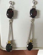 New Huge Custom 6.25 ct Ethiopian black welo opal Diamond, Platinum, SS earrings - £1,242.73 GBP