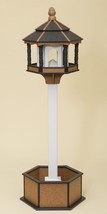 GARDEN PLANTER &amp; LARGE POST BIRD FEEDER Amish Handmade Poly ~Black Cedar... - $559.97