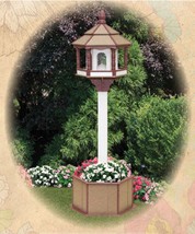 GARDEN PLANTER &amp; POST LARGE BIRD FEEDER Amish Handmade Poly ~ Tan Cherry... - $559.97