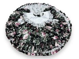 Vtg Grandma Made’um Floral Full Circle Ruffle Pageant Holiday Dress Lace... - £47.98 GBP