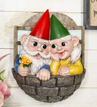 Whimsical Mr Mrs Dwarf Gnome Couple By Window Ledge Balcony Wall Decor P... - £23.97 GBP