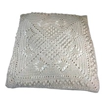 Vintage hand crochet crocheted Doily throw pillow cottage core granny shabb 15&quot; - £36.67 GBP
