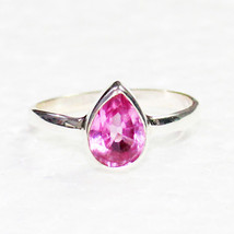 925 Sterling Silver Pink Topaz Ring Handmade Jewelry Gemstone Ring Gift For Her - £25.44 GBP