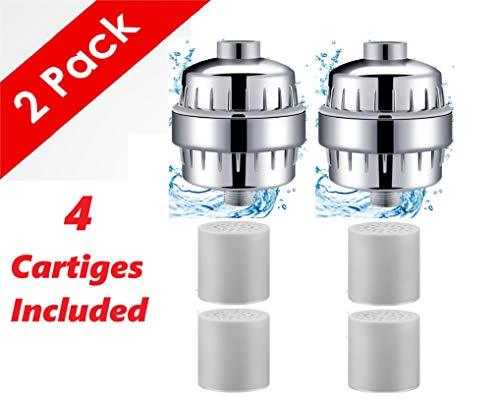 2 Pack Multi-Stage Shower Filter  Filters Chlorine, Chloramine Fluoride, and He
