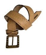 Billabong Tan Perforated Leather Belt Square Brasstone Buckle Size L - $42.00