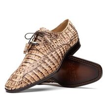 Apricena Genuine caiman Crocodile Dress Derby's Lace Up Rustic Orix image 3