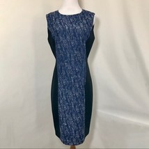 Tahari Black Navy Sleeveless Fitted Dress Sz 8 Zip Back - $34.53
