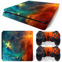 For PS4 Slim Console &amp; 2 Controllers Cosmic Space Vinyl Skin Wrap Decal  - £11.16 GBP