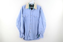 Vtg 80s Izod Lacoste Mens Medium Distressed Double Pocket Chambray Button Shirt - £46.70 GBP