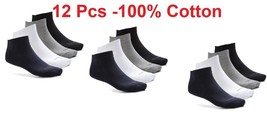 12 Ankle Solid Socks Men 100% Egyptian cotton daily use comfort sport Free size - £54.16 GBP