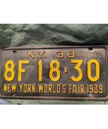 1 Vintage 1938 New York World&#39;s Fair 1939 N.Y. License Plate Pre-Owned/D... - $64.99