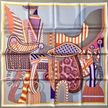 Hermes Scarf La Selle Imaginaire Apricot by Jan Bajtlik 90 cm silk horse saddle - £516.38 GBP
