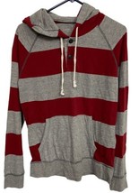 American Eagle Outfitters Hoodie Womens Size S Striped Gray Red Jersey  - $14.57