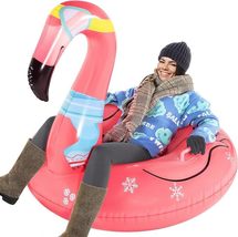 Flamingo Unicorn Snow Tubes Large Inflatable Handles Heavy Duty Adults Kids - $44.31