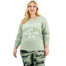 Disney Womens Varsity Mickey Mouse-Graphic Sweatshirt Top Scoop Neck Green 2X - £15.37 GBP