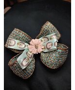 Hedgehog Ribbon Bow: Woven Burlap &amp; Floral Accent - $17.00