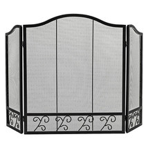 3-Panel Fireplace Screen Decorative Spark Guard - Color: Black - $2,329.62 MXN