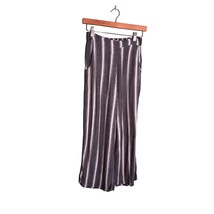 HOLLISTER Size XS Gray White Striped Wide Leg Pants Casual Beach 100% Vi... - £11.01 GBP