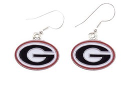 Georgia Bulldogs Iridescent Red White Silver Charm French Hook Earring J... - £13.89 GBP
