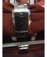 Men&#39;s Black Face Fossil Arkitekt Tank Watch NWT - $913.35 MXN