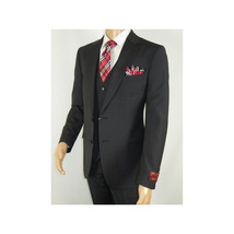 Men Suit BERLUSCONI Turkey 100% Italian Wool Super 180's 3pc Vested #Ber21 Black image 4