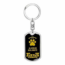 Alaskan Malamute Dog Dad Dog Tag Keychain Keychain Stainless Steel or18k Gold - £55.48 GBP
