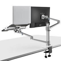 Monitor And Laptop Mount, 2-In-1 Adjustable Dual Arm Desk Mounts Single Desk Arm - £117.16 GBP