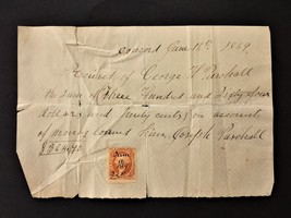 1869 Antique Financial Receipt W Revenue Stamp Concord Ma George H Parchall Jos - £36.90 GBP