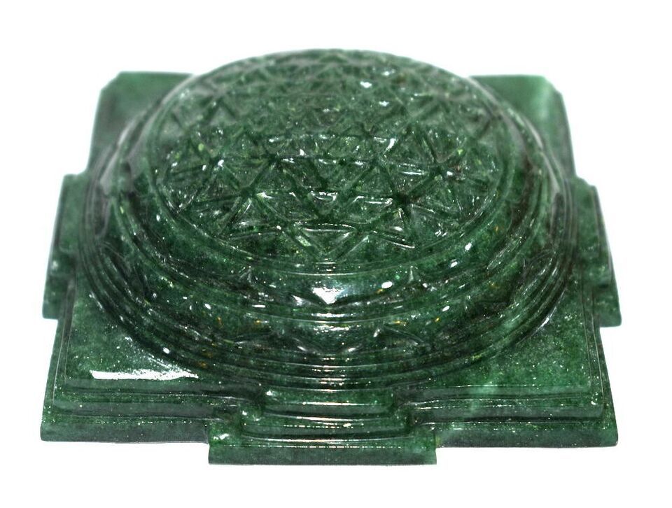 Shree Yantra In Natural Green Jade - 331 gms - $148.50