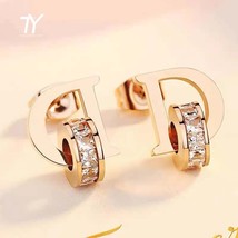 New titanium steel zircon D letter Circle Earrings party earrings for women chri - £10.50 GBP