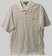 $9.99 Masters Amen Corner White Stripes Pima Cotton Golf Augusta Polo Shirt L - £7.39 GBP