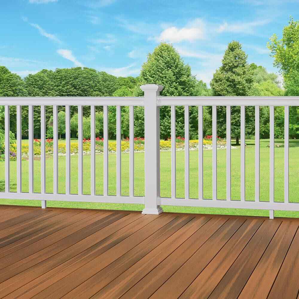 Deck Railing Kit Classic 94 In. White Composite With Top Bottom Rail ...