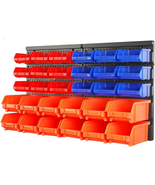 Wall Mounted Storage Bins Parts Rack 30PC Organizer Garage Plastic Shop ... - $780.84 MXN