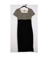 Women Petite Size 2 black tan stripe maxi dress - $16.95
